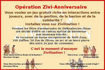 Zivilization v3 f&ecirc;te ses 2 ans